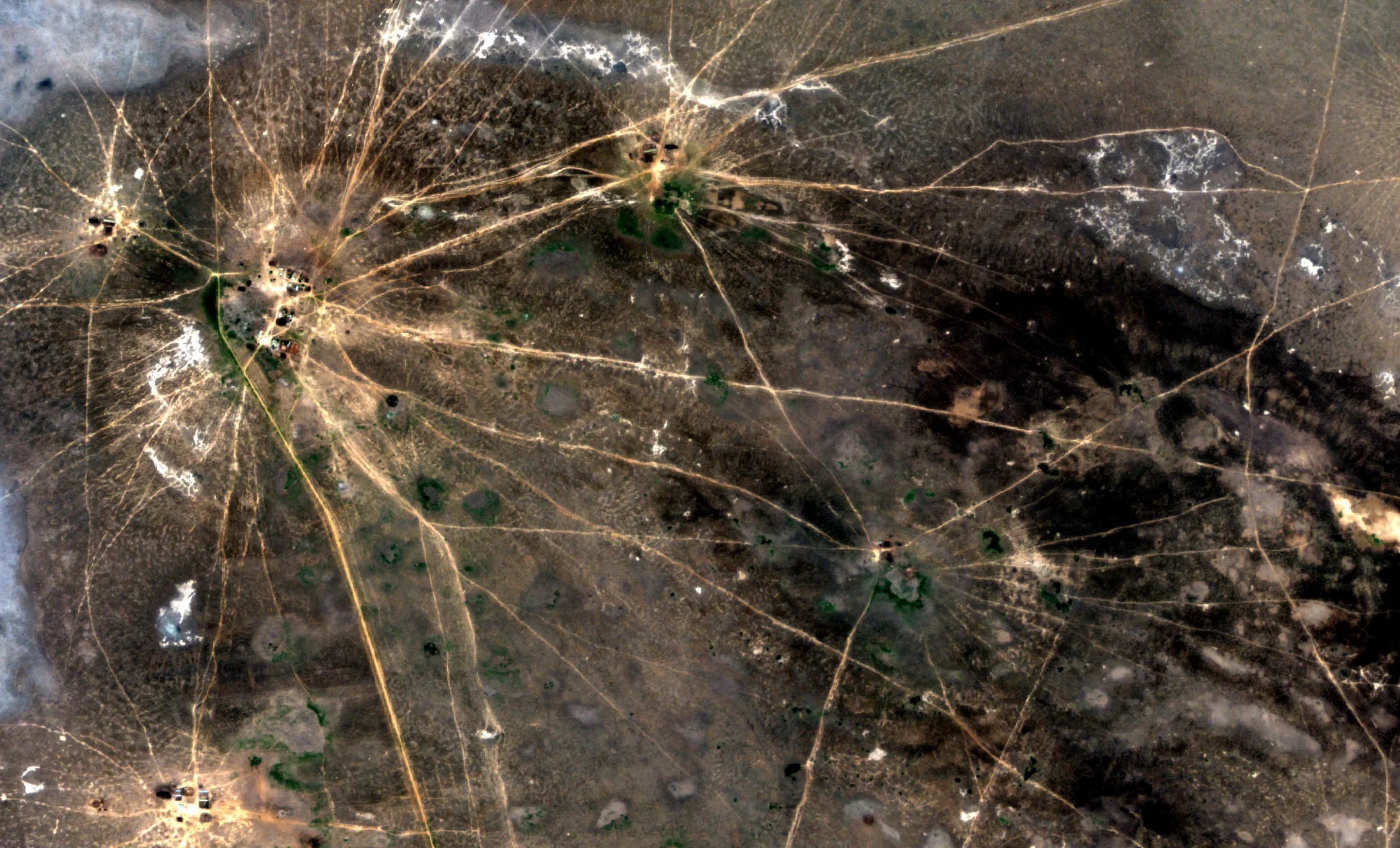 Russia. Kalmykia. Sheepfolds in a Pasture Semi-Desert Landscape